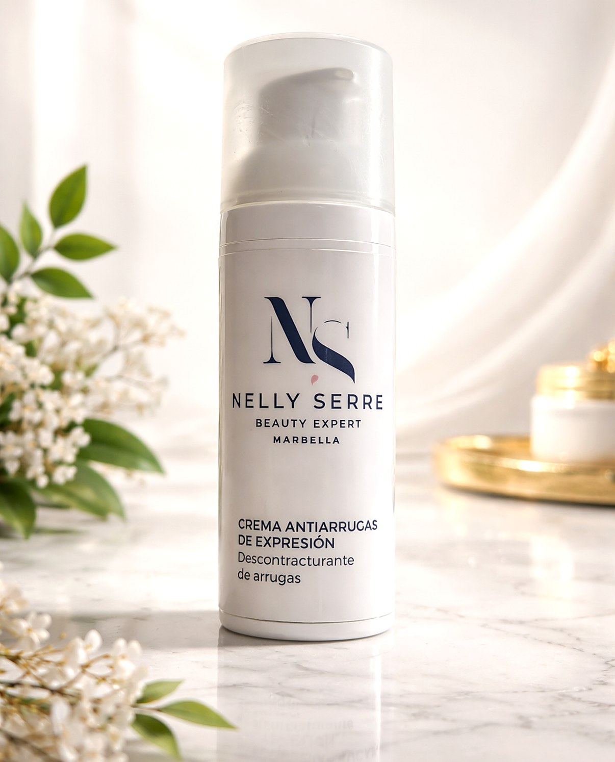 Crema antiarrugas de expresión de la línea cosmética Nelly Serre, Marbella
